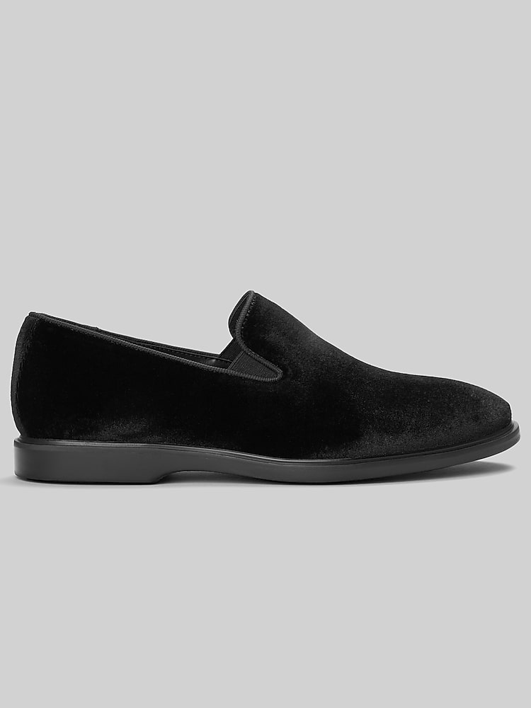Belvedere Luis Velvet Formal Loafers in Formal Black  Mens Size 8 D Black Slip-On Dress Shoes