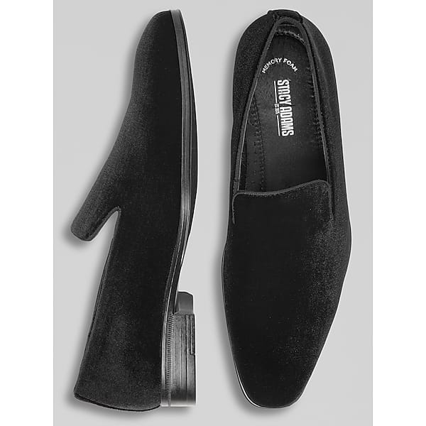 Stacy Adams Men's Savian Plain Toe Velour Formal Loafers Black - Size: 8.5 D-Width TMW431T85402
