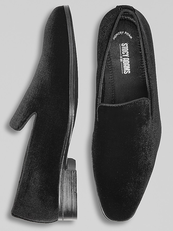Stacy Adams Men's Savian Plain Toe Velour Formal Loafers , Black
