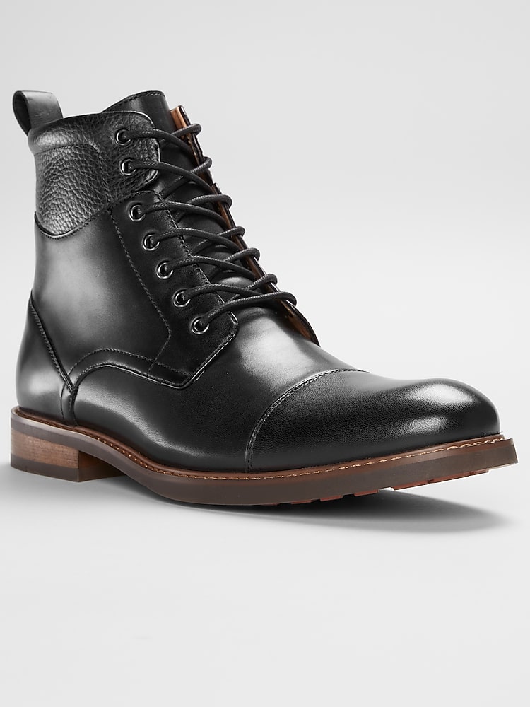 Joseph Abboud Alan Cap Toe Inside Zipper Ankle Boots, Black  display picture 3