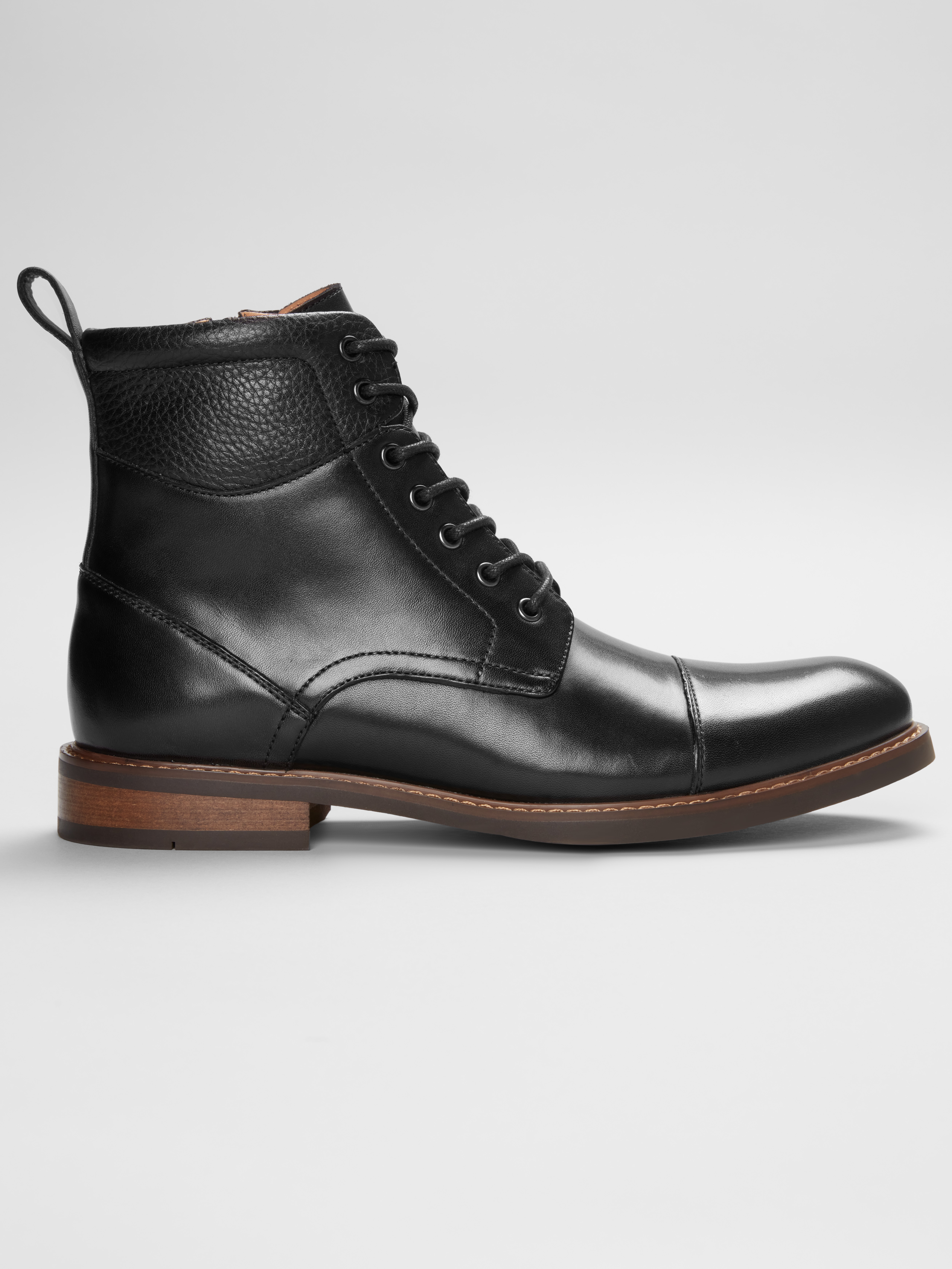 Men's Cap Toe Oxford Ankle Boots - Lace-Up Side Zip Dress Boots | Casual Motorcycle Style Boots - View #9