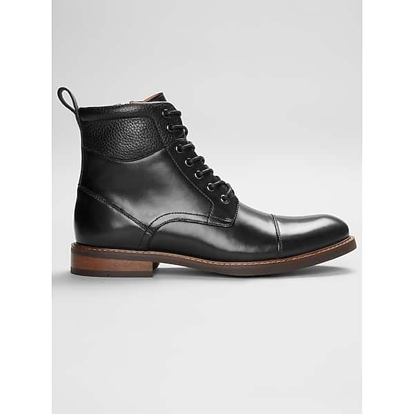 Joseph Abboud Men’s Alan Cap Toe Inside Zipper Ankle Boots Black – Size: 9 1/2 D-Width