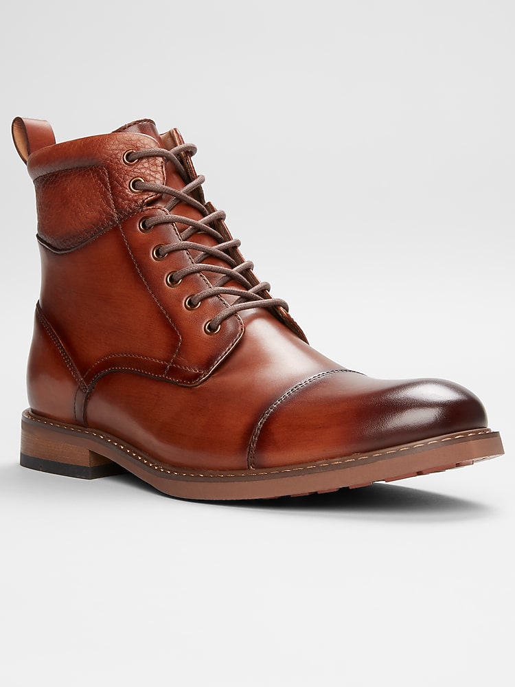 Joseph Abboud Alan Cap Toe Inside Zipper Ankle Boots, Cognac  display picture 2