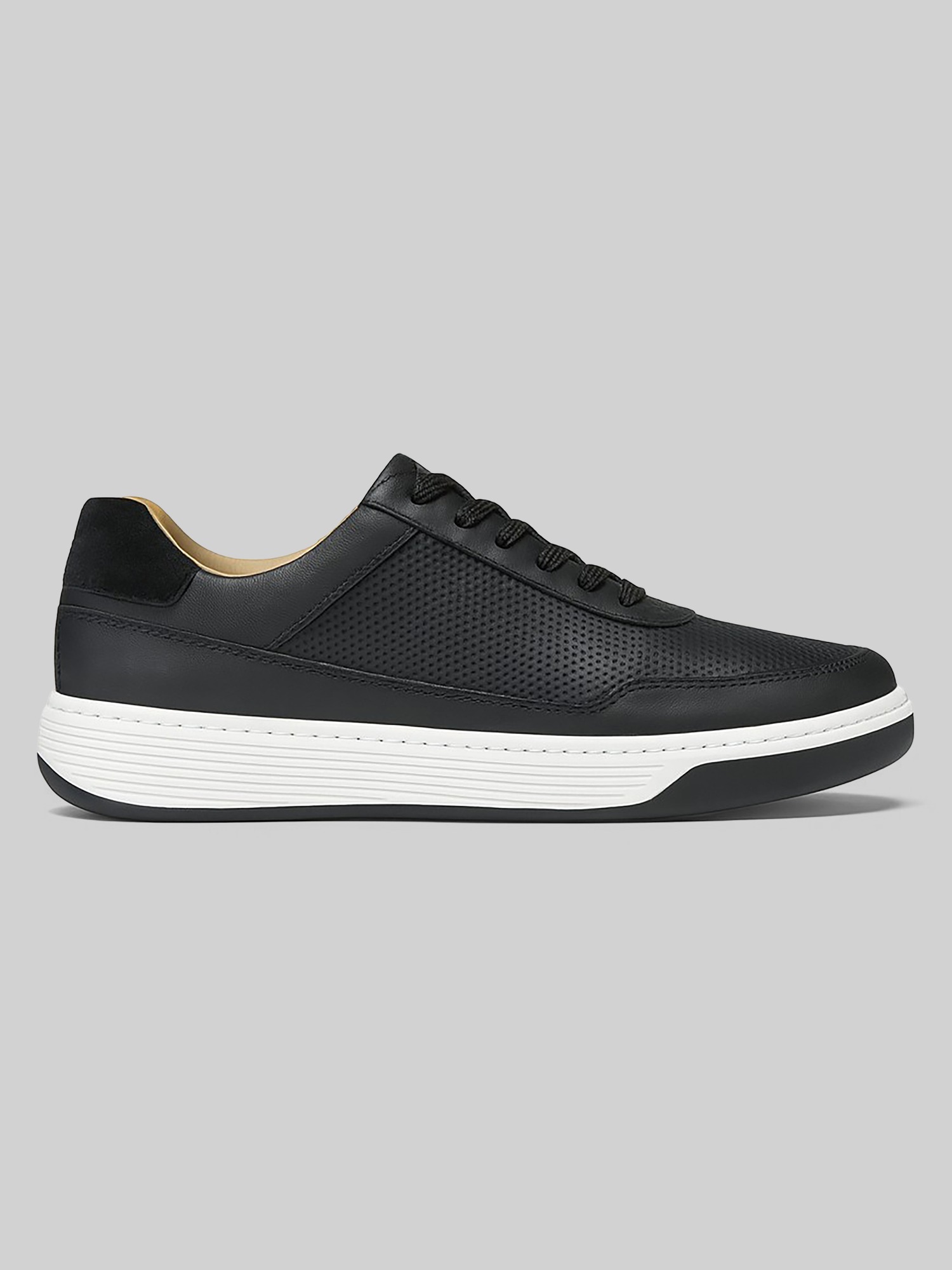 Johnston & Murphy Dawson Perfed U-Throat Sneakers, Black  display picture 1