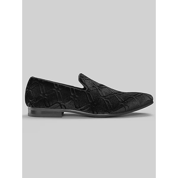 Moretti Hunter Black Velvet Formal Slip-On Loafers for Men – Size 9.5 D Dress Shoes for Suits, Weddings and Special Events