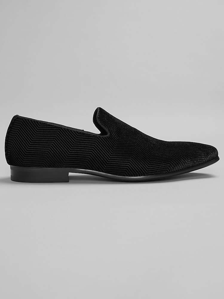 Moretti Jett Mens Formal Slip-On Loafers in Black  Textured Dress Shoes for Suits and Weddings, Size 11 D Width