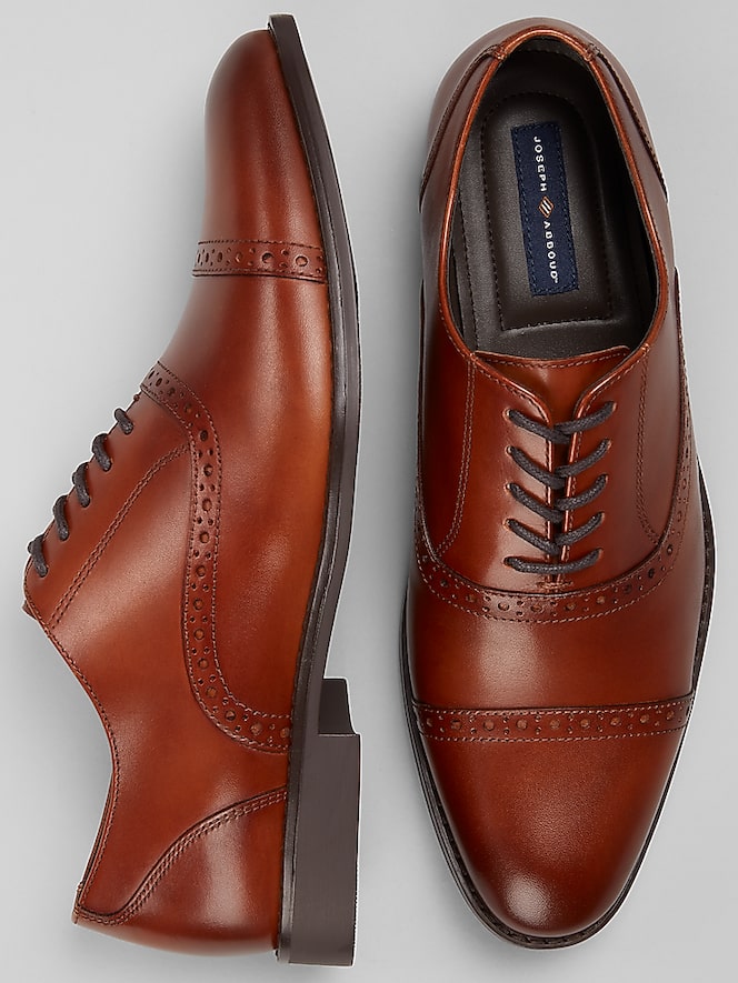 Joseph Abboud Cap Toe Dress Oxfords, Tan - Image 4 of 6