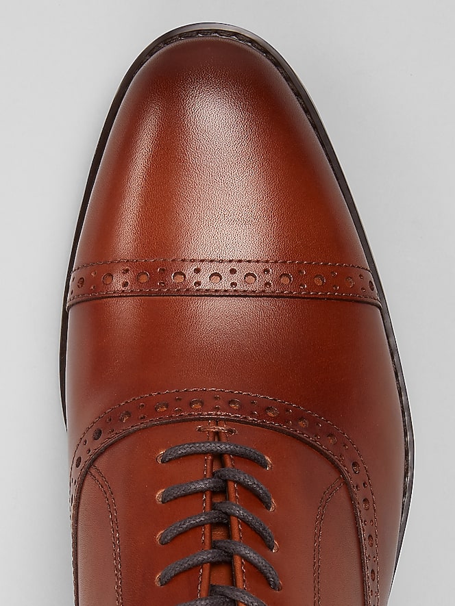 Joseph Abboud Cap Toe Dress Oxfords, Tan - Image 6 of 6