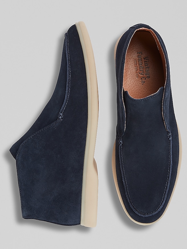 Vintage Foundry Men's Anderson Suede Moc Toe Loafers , Dark Navy / Blue