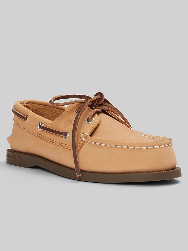 Sperry Youth Boys Leather Moc Toe Boat Shoes, Nubuck - Tan  display picture 1