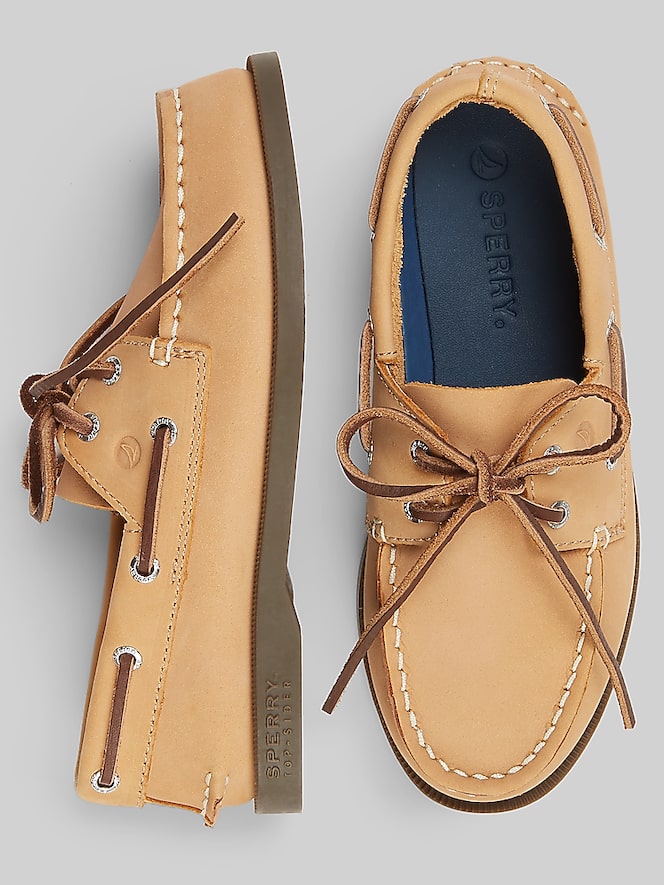 Sperry Youth Boys Leather Moc Toe Boat Shoes