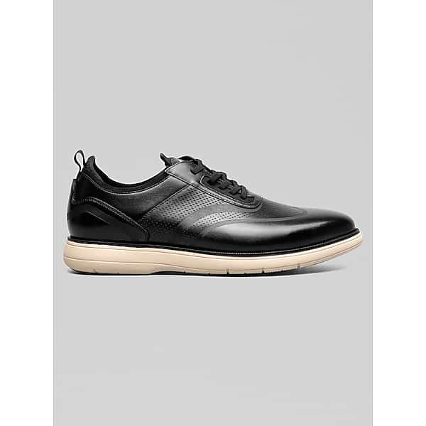 Stacy Adams Mens Edgewood Wingtip Elastic Lace Dress Shoes Black