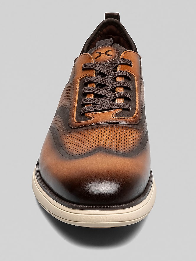 Stacy Adams Edgewood Leather Elastic Lace Wingtip Dress Sneakers, Tan - Image 6 of 9