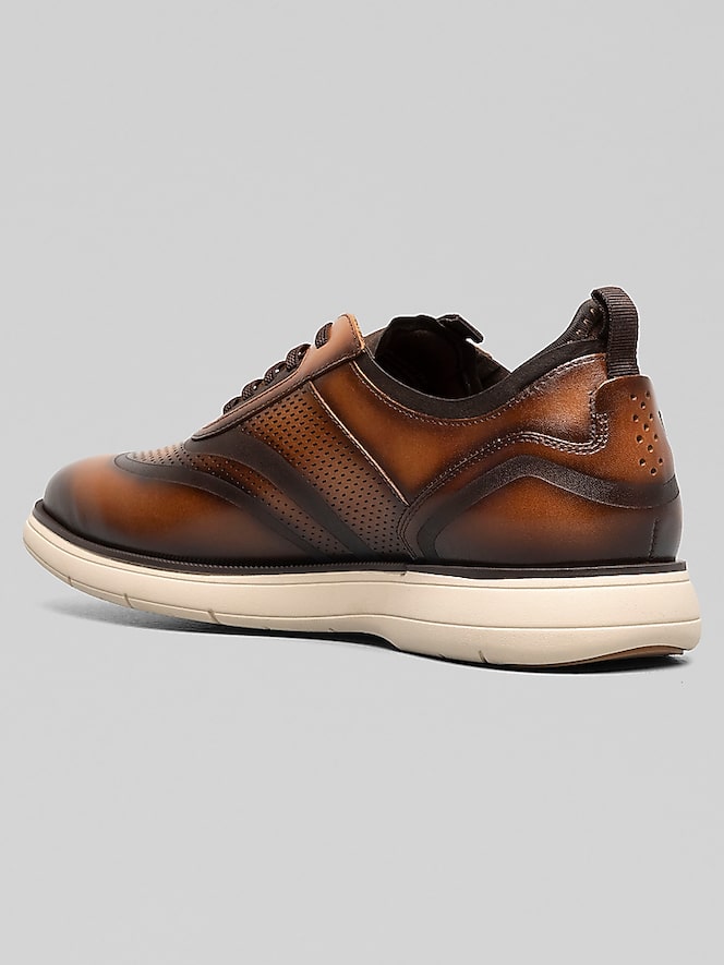Stacy Adams Edgewood Leather Elastic Lace Wingtip Dress Sneakers, Tan - Image 7 of 9