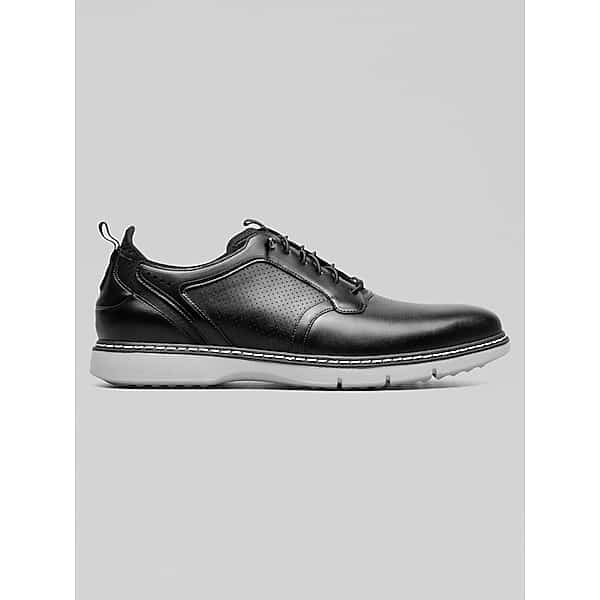 Stacy Adams Men's Sync Leather Plain Toe Elastic Lace-Up Shoes Black - Size: 10 WIDE TMW435E10W02