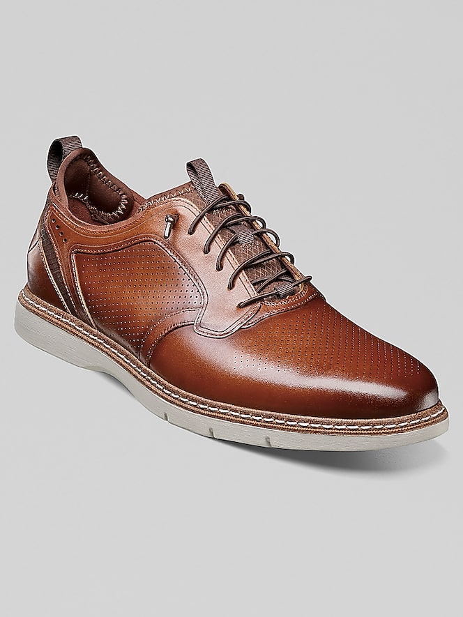 Stacy Adams Sync Leather Plain Toe Elastic Lace-Up Shoes