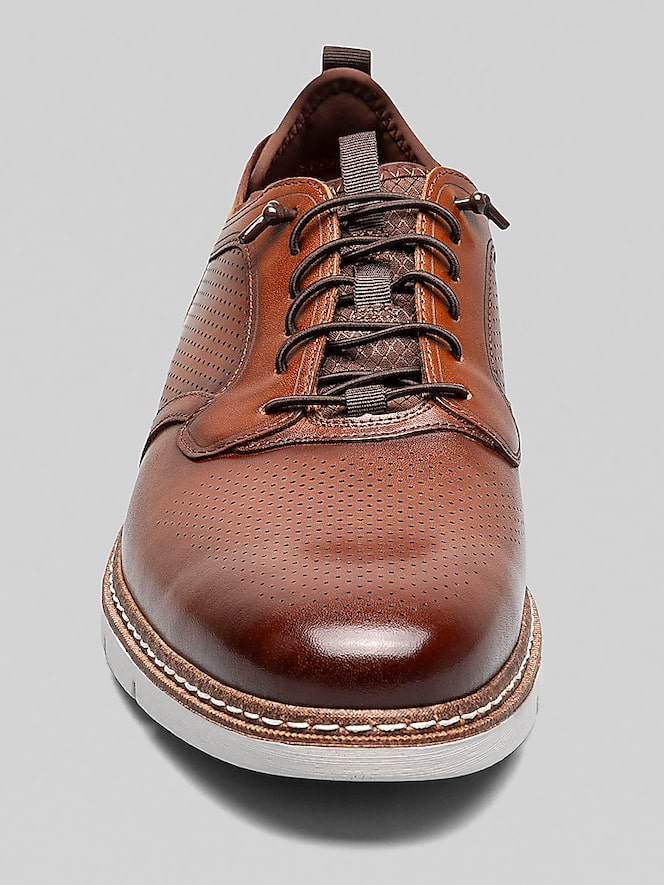 Stacy Adams Sync Leather Plain Toe Elastic Lace-Up Shoes