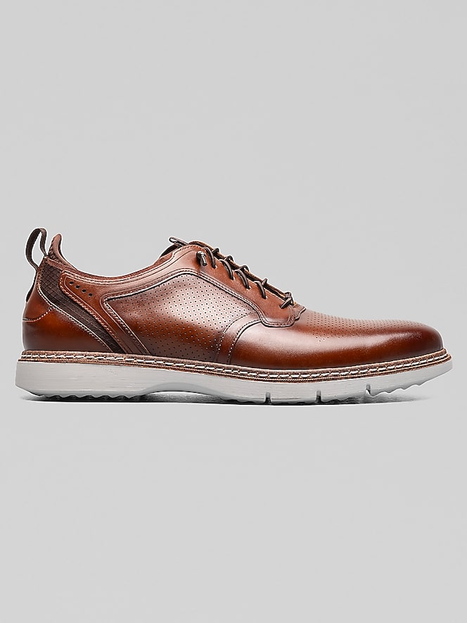 Stacy Adams Sync Leather Plain Toe Elastic Lace-Up Shoes
