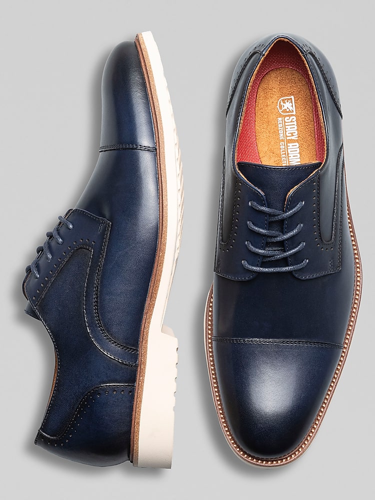 Stacy Adams Wesbridge Cap Toe Lace-Up Shoes, Navy - Blue | Dress