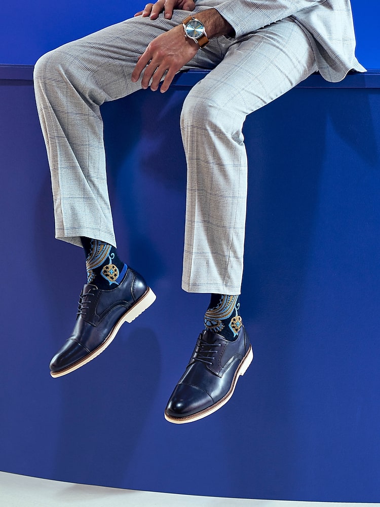 Stacy Adams Wesbridge Cap Toe Lace-Up Shoes, Navy - Blue | Dress