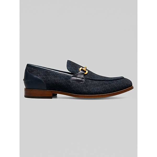 Stacy Adams Mens Brinkley Moc Toe Metal Bit Loafers Navy