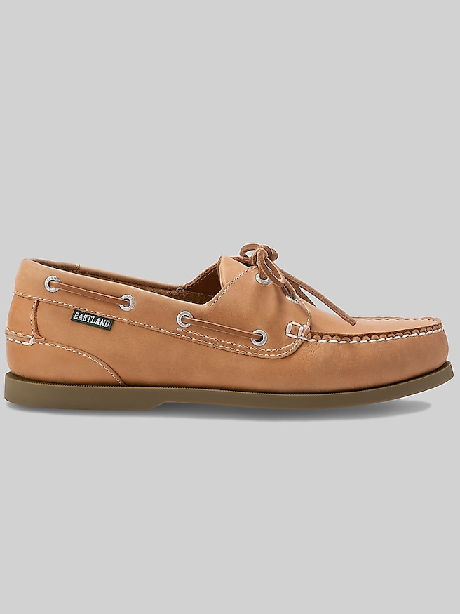 Eastland Men's Seadog Leather Moc Toe Boat Shoes , Peanut / Tan