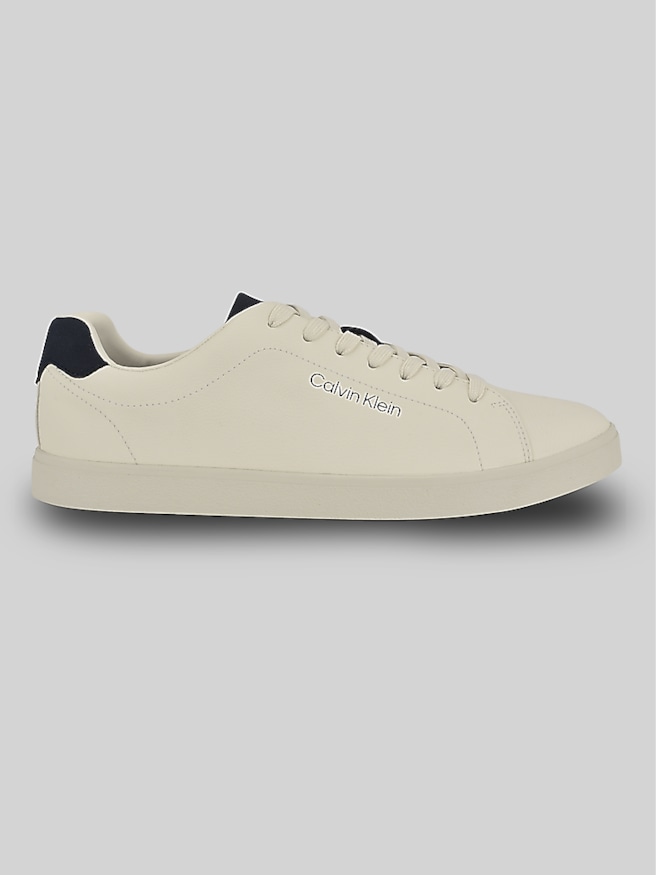 Calvin Klein Men's Ilano Casual Lace-Up Sneakers , Ivory / White