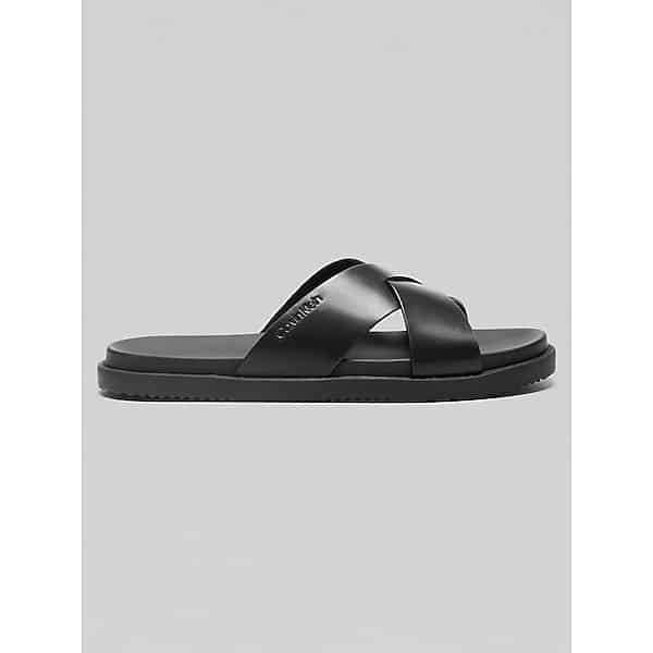 Calvin Klein Men's Lusako Criss-Cross Slip-On Sandals Black - Size: 13 D-Width TMW437C30402