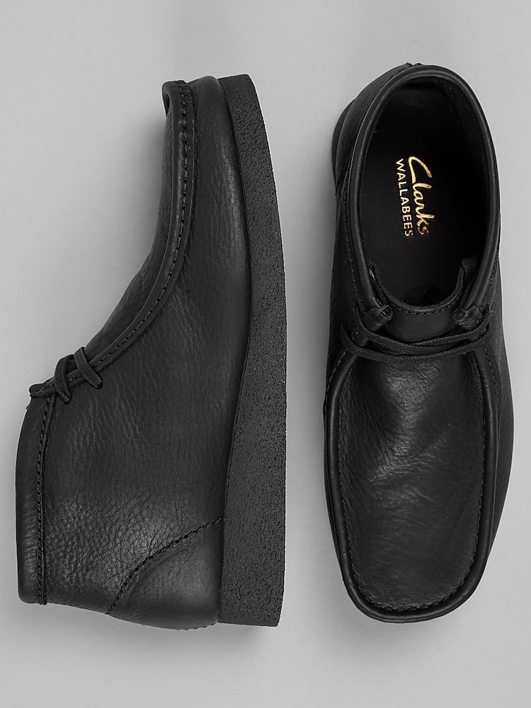 Clarks Wallabee EVO Moc Toe Slip On Boots, Black Leather | Boots