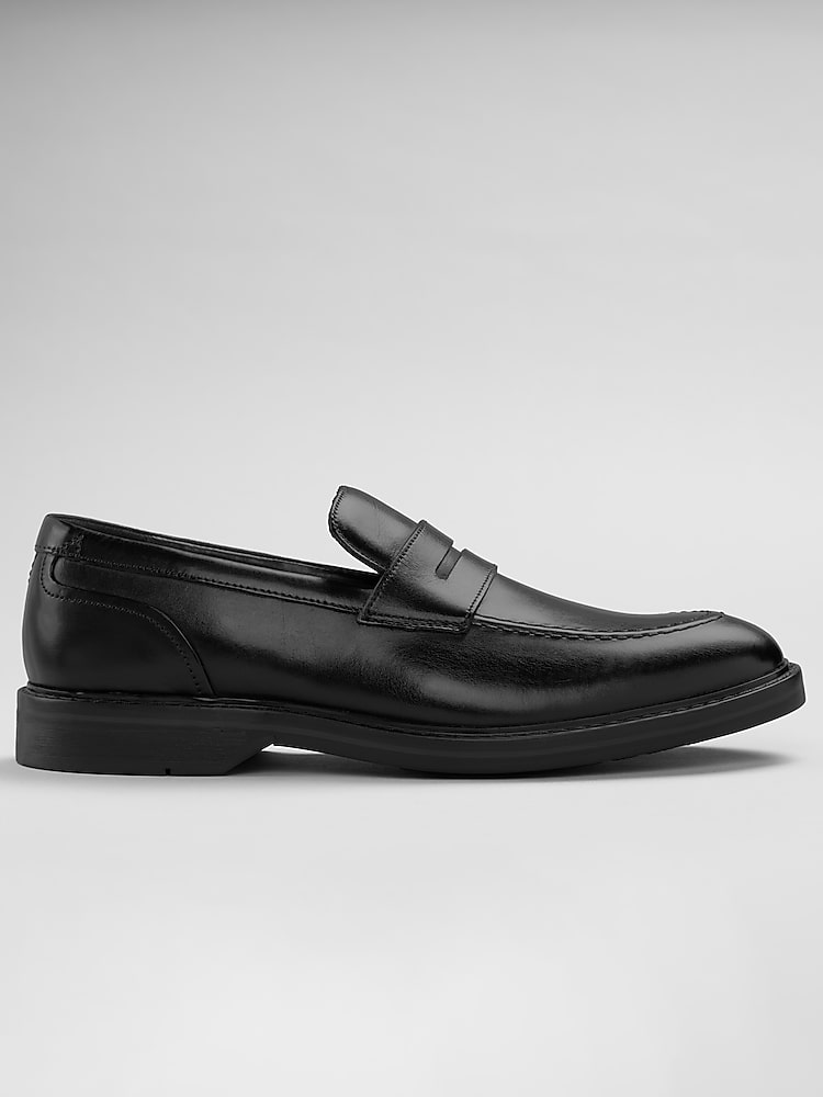Clarks Black Leather Slip-On Dress Loafers Mens Steadwell Step Black Leather Loafers | Clarks main image 4