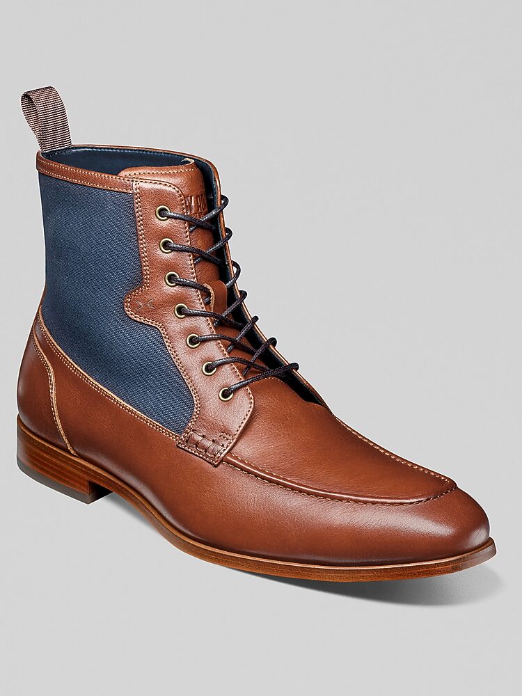 Stacy Adams Brumley Moc Toe Lace Boots, Tan-Navy - Blue  display picture 3