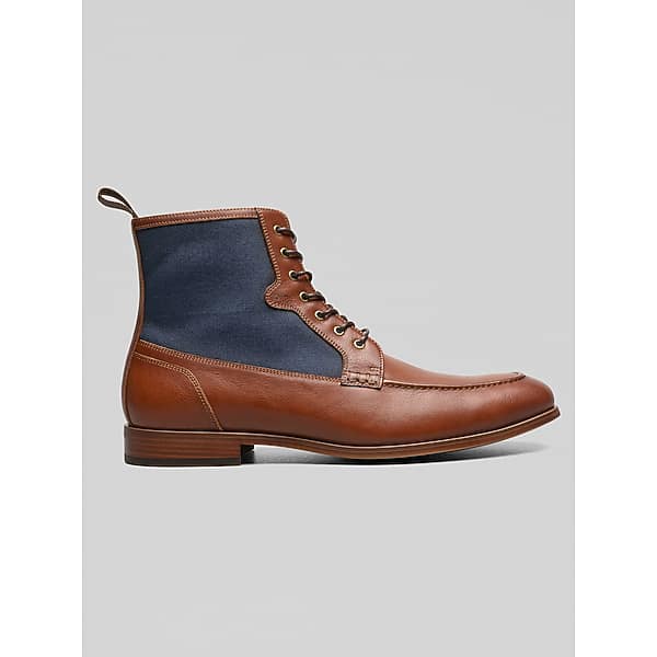 Stacy Adams Men's Brumley Moc Toe Lace Boots Tan-Navy - Size: 12 D-Width