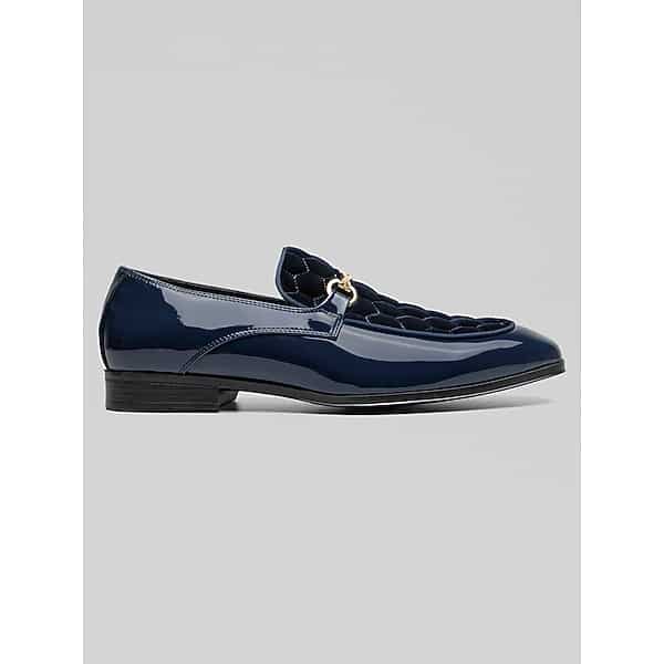 Stacy Adams Men's Sprague Moc Toe Bit Loafers Navy - Size: 8 D-Width TMW43G580401