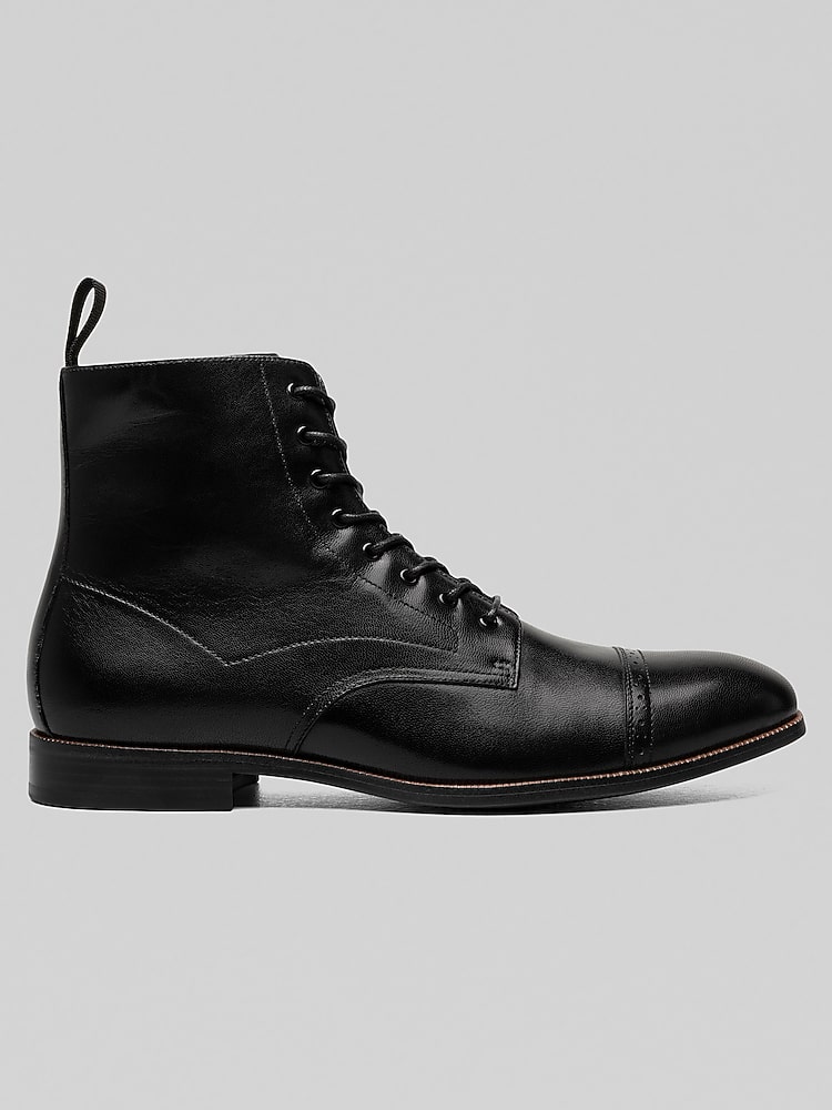 THE MENS STORE Mens Black Traction Cap Toe Block Heel  display picture 2