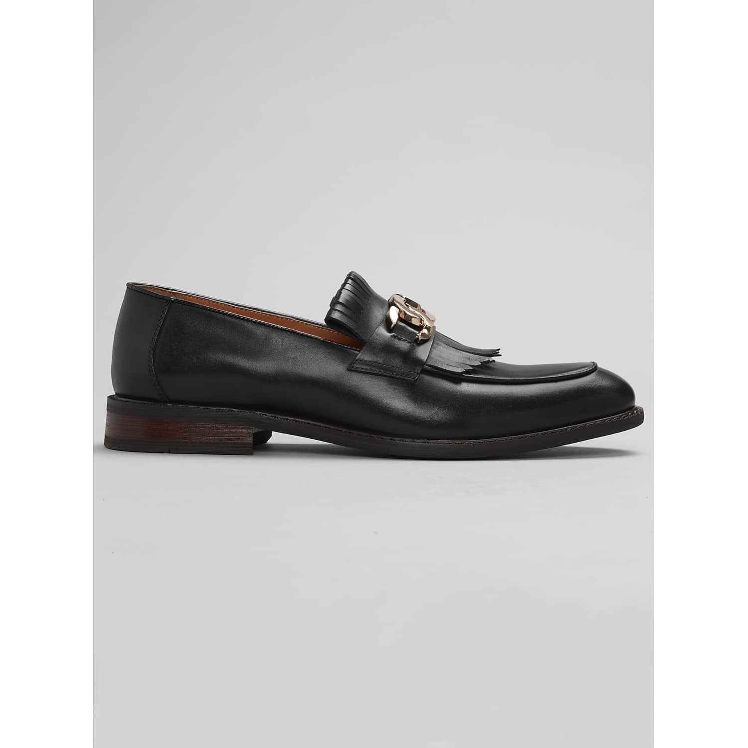 La Milano Franconia Black Leather Moc Toe Bit Loafers – Men’s Slip-On Dress Shoes in Size 8 D Width