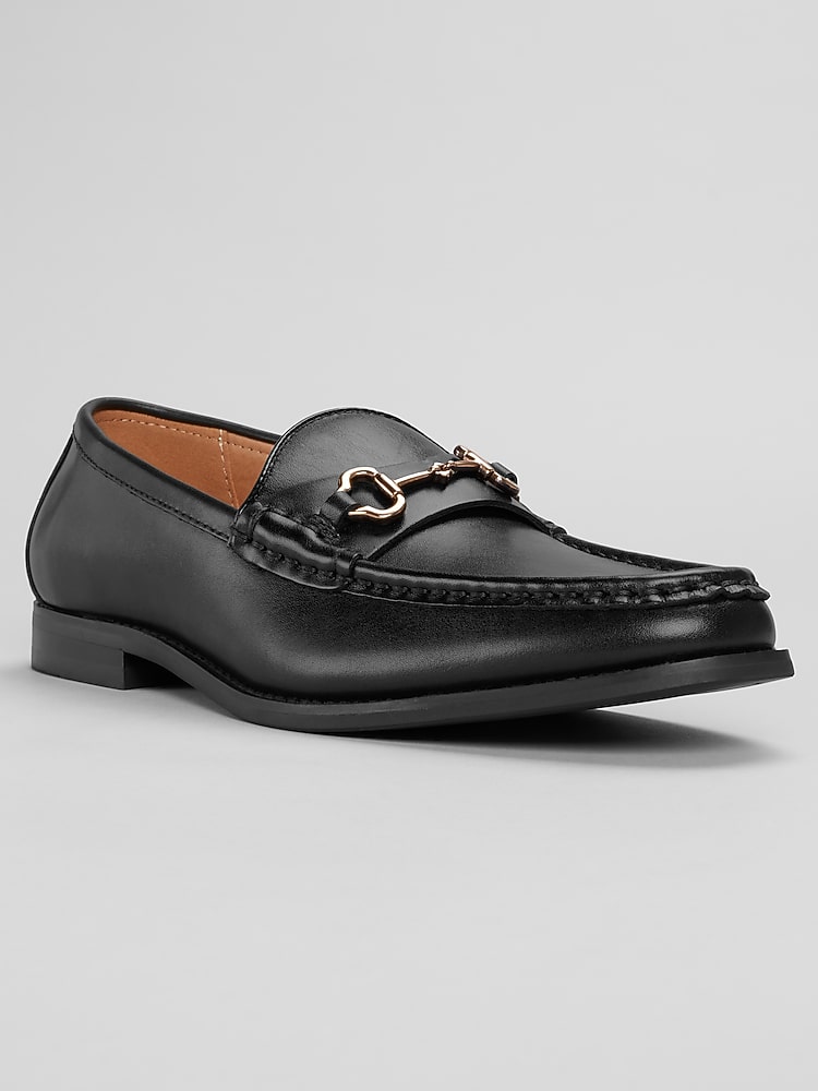 La Milano Galo Moc Toe Bit Loafers, Black | Dress Shoes 