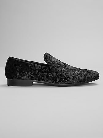 slim fit dress slacks Black Sparkle Slip On Men's Shoes