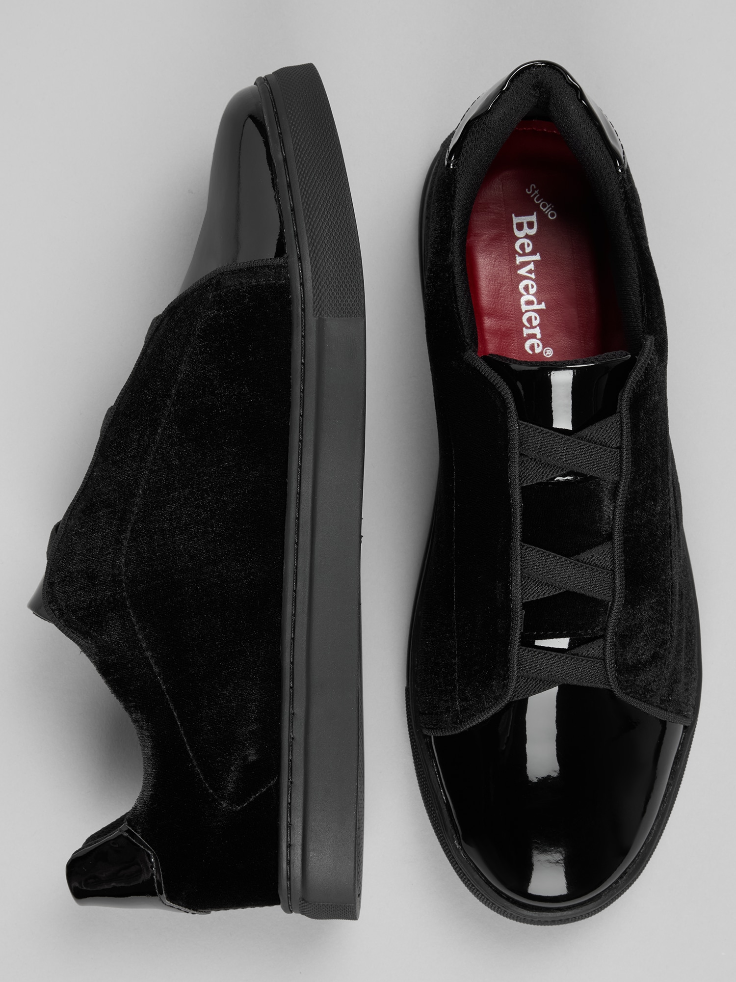 Silvano Velvet and Patent Leather Formal Sneakers