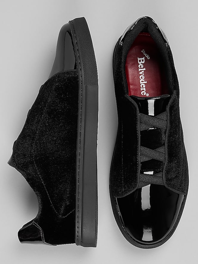 Belvedere Silvano Velvet and Patent Leather Formal Sneakers