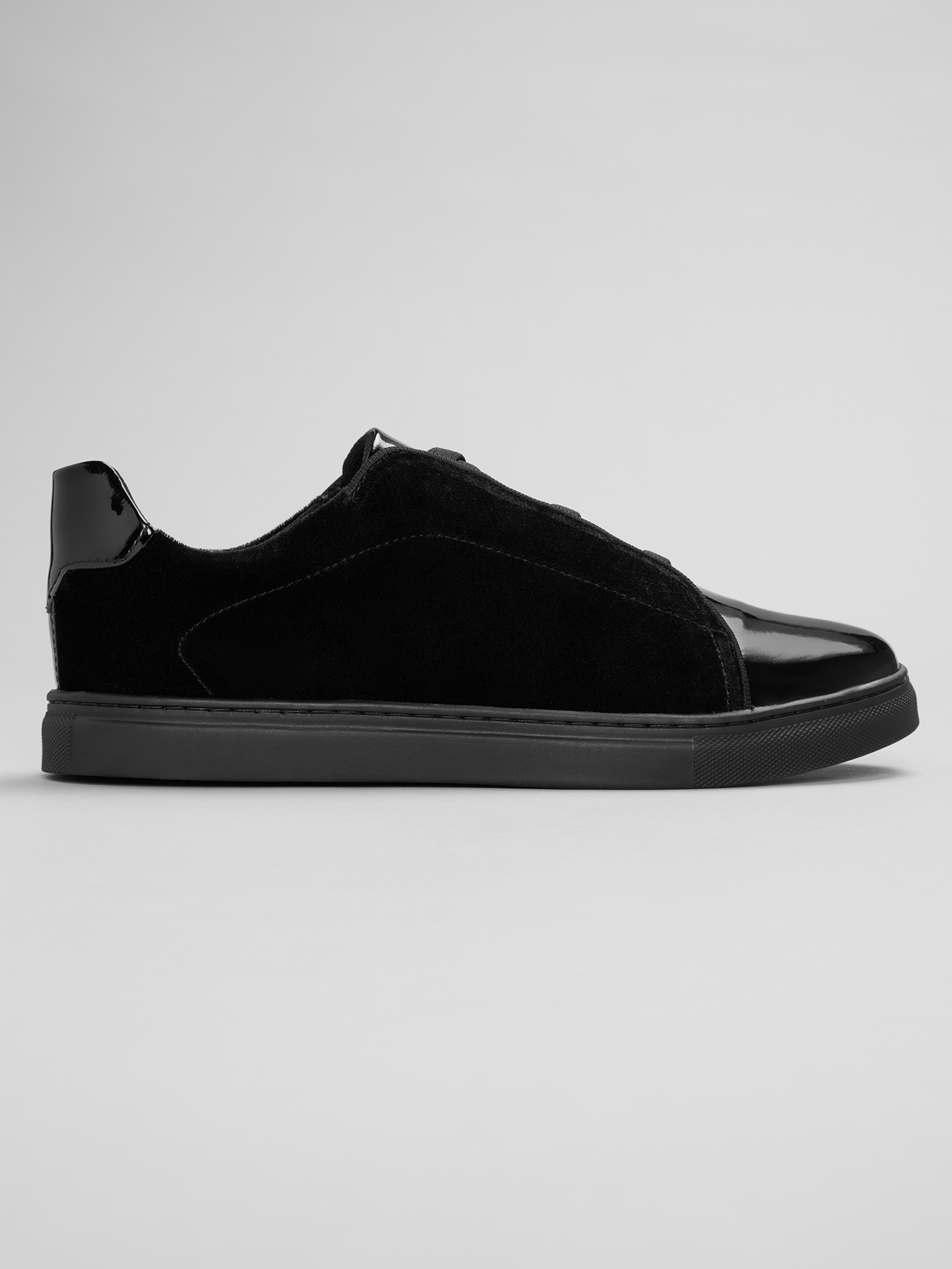 Silvano Velvet and Patent Leather Formal Sneakers