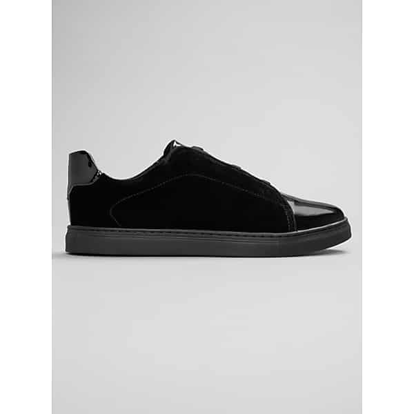 Belvedere Men's Silvano Velvet and Patent Leather Formal Sneakers Formal Black - Size: 8.5 D-Width