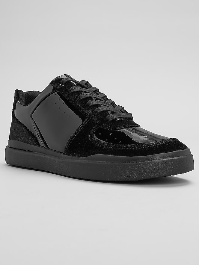 Belvedere Edmound Velvet and Patent Leather Court Sneaker