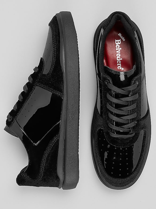 Belvedere Edmound Velvet and Patent Leather Court Sneaker