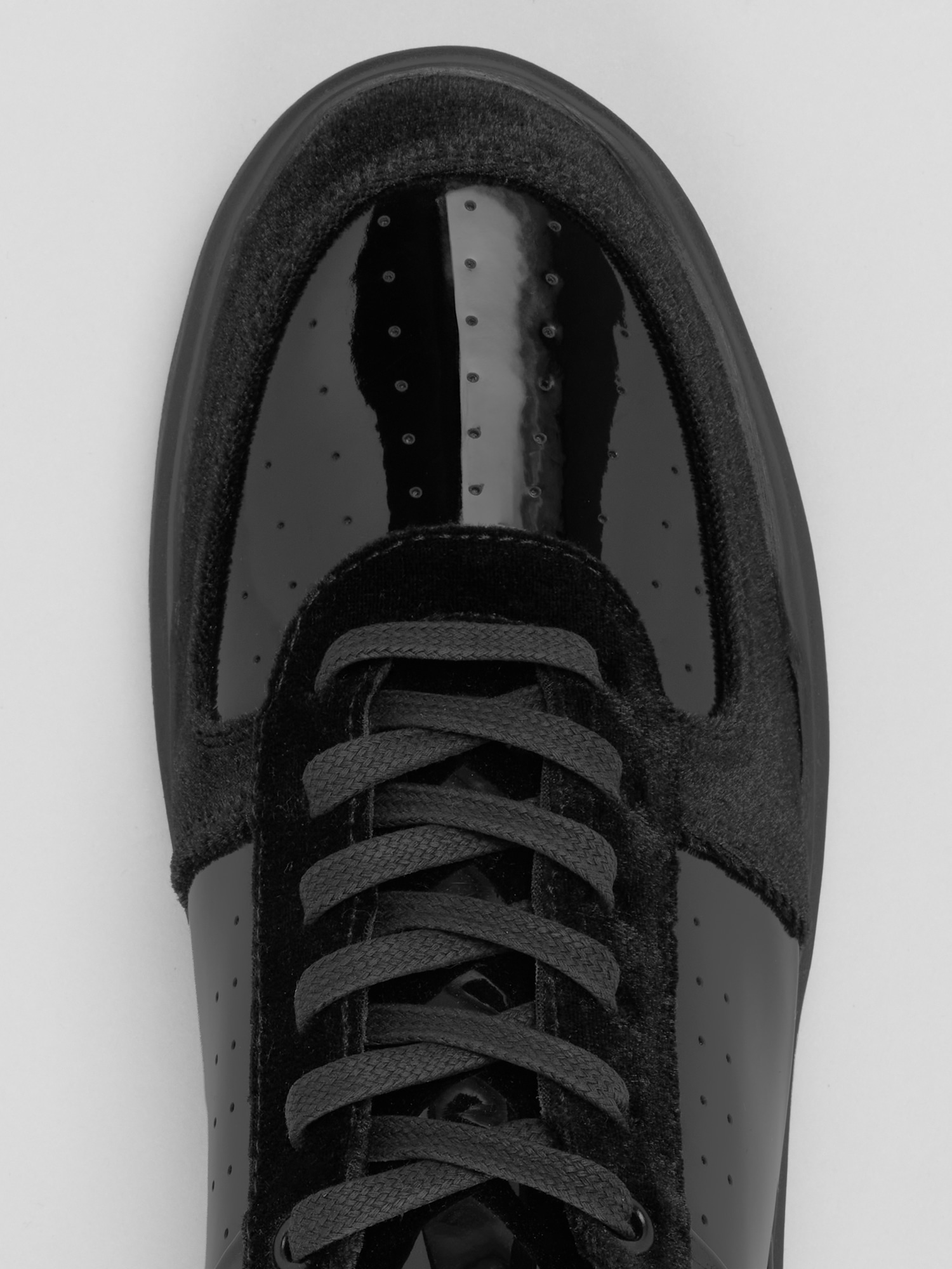 Edmound Velvet and Patent Leather Court Sneaker