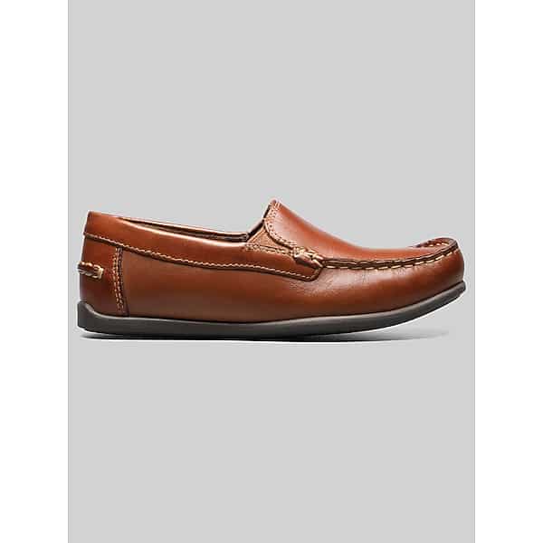 Florsheim Jasper Jr. Boys Moc Toe Venetian Loafers Saddle Tan - Size: Boys 7