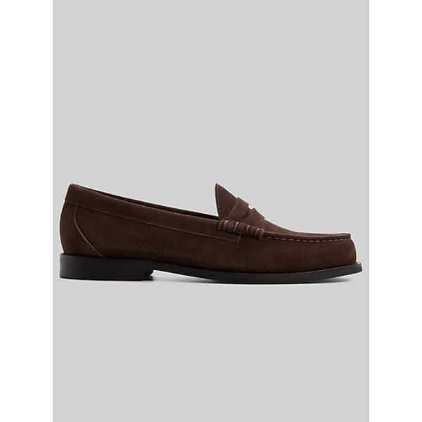 G.H.BASS Men's Moc Toe Penny Loafers Brown Suede - Size: 7 D-Width