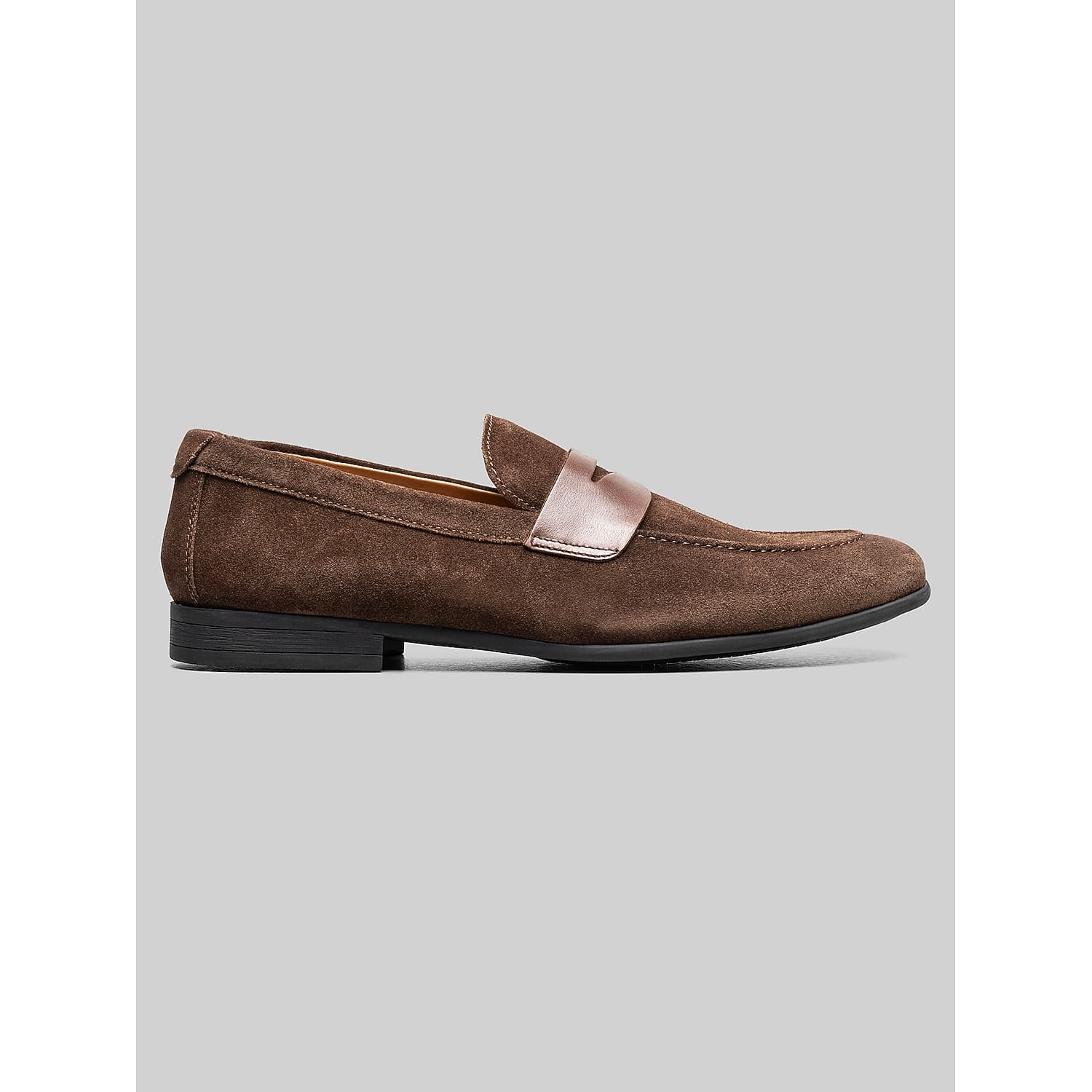 Florsheim Modena Brown Suede Moc Toe Penny Loafers for Men – Leather Slip-On Dress Shoes, Size 13 D Width