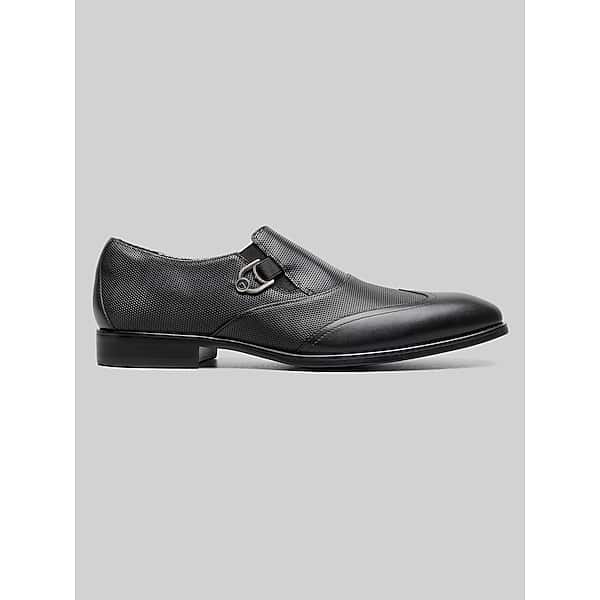 Stacy Adams Men's Lockwood Wingtip Ornament Slip-On Shoes Black - Size: 12 D-Width