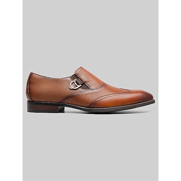 Stacy Adams Men's Lockwood Wingtip Ornament Slip-On Shoes Cognac - Size: 9 D-Width