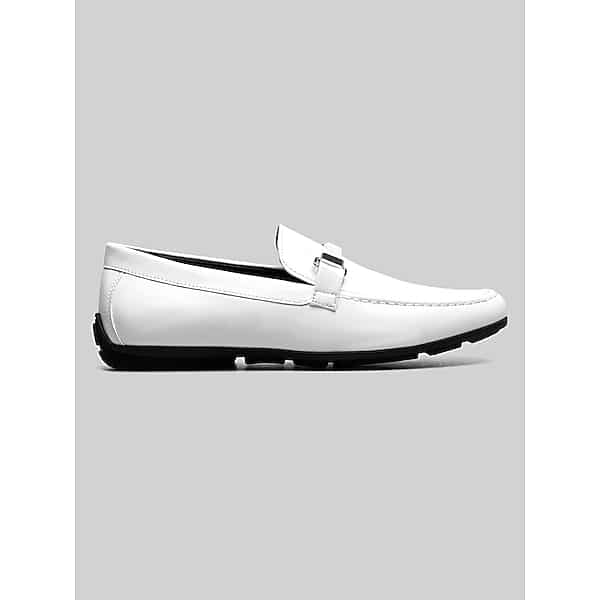Stacy Adams Men's Sherida Moc Toe Bit Loafers White Patent - Size: 10 1/2 D-Width